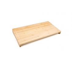 Relaxdays Schneidebrett Bambus HxBxT: ca. 4,5 x 52 x 29 cm großes und robustes Holzbrett Küchenbrett mit Saftrinne Schneidunterlage aus Holz zum Tranchieren als Servierbrett und Herdabdeckung, natur