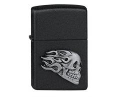 Zippo Space Flame Skull Emblem Feuerzeug, Messing, Schwarz, One Size