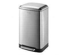 Black+Decker 61059 BXBN0001GB 30 l Treteimer mit Absenkautomatik, Edelstahl, 61,5 x 35 x 34cm, Steingrau, 30L