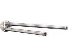 Fackelmann Doppel-Handtuchstange FUSION, zweiarmiger Handtuchhalter, Handtuchreling (Farbe: Silber), Menge: 1 StÃ¼ck