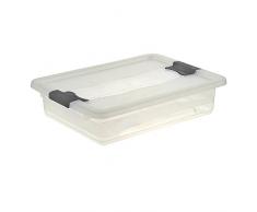 keeeper Aufbewahrungsbox mit Deckel und Schiebeverschluss, 39,5 x 29,5 x 9,5 cm, 7 l, Cornelia, Transparent