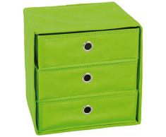Inter Link Faltkiste Textil-Box Stoffbox Grün 3 Schubladen ausziehbar