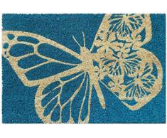 Entryways Schmetterling rutschfeste Coir Fußmatte, Kokosfaser, blau, 40 cm x 60 cm x 15 mm
