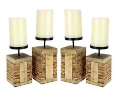 Flair Flower 020697N, Kerzenständer ca. 8x8x17 cm + 8x8x19 cm Natur