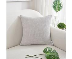 Natus Weaver weicher Caddice Leinen Überwurf Kissenbezug 24 x 24 grau