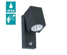EGLO LED Außen-Wandlampe Sakeda, 1 flammige Außenleuchte inkl. Bewegungmelder, Sensor-Wandleuchte aus Aluguss, Farbe: Anthrazit, IP44