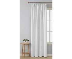 Deconovo Vorhang Vollverdunkelung Kräuselband Thermogardine Gardinen Blickdicht Verdunklungsvorhänge Schlafzimmer, Polyester, Grau Weiß, 175x140