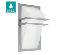 EGLO Außen-Wandlampe Park, 1 flammige Außenleuchte, Wandleuchte aus Aluguss und Glas, Farbe: Silber, weiß, IP44