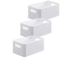 Rotho Country 3er-Set Aufbewahrungskisten, Kunststoff(PP), weiss, A5 / 6 Liter (28 X 18,8 x 12,6 cm)