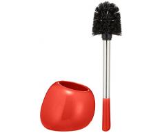 WENKO WC-Garnitur Polaris, hochwertiger Toilettenbürstenhalter aus edler Keramik, inklusive Toilettenbürste, 15 x 34,5 x 14,5 cm, Rot