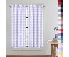 CAROMIO Gardinen mit Karomuster, Karomuster, Küchen-Ebene, Volant, Vorhänge, zum Raffen, Schatten, Fenster, Küche, Café, Badezimmer, Fenster, Mehrfarbig Country Rustic Tiers|45 L Fliederfarben