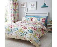 Catherine Lansfield Stab Stitch Floral Bettwäsche Modern 240x260x1 cm bunt