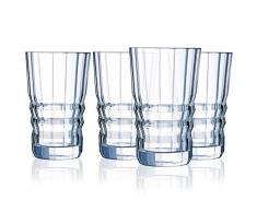 Cristal dArques L6586 Architecte Longdrink-Gläser 4er Set aus hochwertigem Kristallglas, 4 Trinkgläser à 36 cl, Wassergläser, dickwandig und robust, Kwarxglas