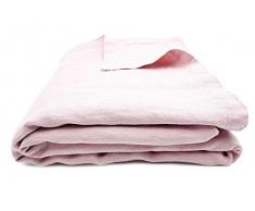 JOWOLLINA Bettüberwurf Plaid Decke Rasa 100% Leinen Stonewashed (Dusty Rose, 260x280 cm)