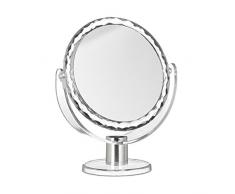 Relaxdays Kosmetikspiegel Vergrößerung, Schminkspiegel stehend, Make Up Spiegel rund, HBT: 23 x 19 x 10 cm, transparent