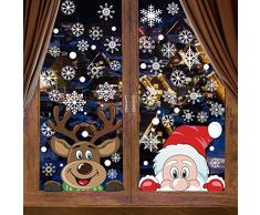 VEYLIN Vylin Fensteraufkleber, Weihnachtsmotiv, Weihnachtsmann, Schneeflocke, Rentier, Weihnachtsmann, Fensteraufkleber, für Weihnachten, Fensterbeschreibung, 6 Bögen, 300 Stück