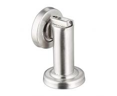 Relaxdays Türfeststeller Magnet, magnetischer Türaufhalter, aus Edelstahl, Boden- oder Wandmontage, Türhalter, silber