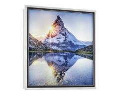 Reality Leuchten LED Wandleuchte Mountain R22140301, Rahmen Kunststoff weiß, Motiv Berg, inkl. 12.5 Watt LED