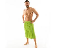 aqua-textil Wellness Saunakilt Herren 70 x 160 cm grün Baumwolle Saunasarong Frottee Kilt kurzer Schnitt