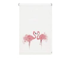 GARDINIA Rollo Digiprint Flamingo zum Klemmen, Tageslicht-Rollo mit Digitaldruck, Blickdicht, Alle Montage-Teile inklusive, Weiß/Dekor, 80 x 150 cm (BxH)