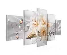 Bilder Blumen Lilien Wandbild Vlies - Leinwand Bild XXL Format Wandbilder Wohnzimmer Wohnung Deko Kunstdrucke Orange 5 Teilig - MADE IN GERMANY - Fertig zum Aufhängen 019853a