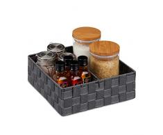 Relaxdays Aufbewahrungskorb, variable Trennwand, vielseitiger Flechkorb für Regale & Schränke, 9,5 x 26,5 x 26 cm, grau