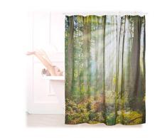 Relaxdays Duschvorhang Wald Landschaft, Naturmotiv, Polyester, waschbar, Anti-Schimmel, Badewannenvorhang 180x180, grün