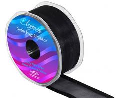 Eleganza 38 mm x 25 m Geschenkband aus Organza mit Satin-Einfassung, Schwarz 20