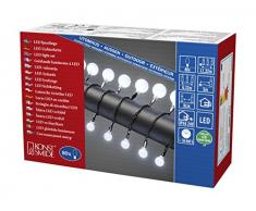 Konstsmide 3680-207 LED Globelichterkette mit kleinen und großen runden Dioden / für Außen (IP44) / VDE geprüft / 24V Außentrafo / 80 kalt weiße Dioden / schwarzes Kabel