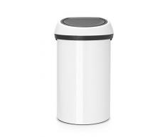 Brabantia Abfalleimer Touch Bin 60 L mit Deckel in weiß/grau, Plastik, 58 x 28 x 28 cm