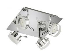 LED Spot, LED Deckenleuchte, mit 4 Spots, 5 Watt, 400 Lumen, dreh- und schwenkbar, chrom