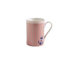 Maxwell & Williams S88001 Nautical Becher, Kaffeebecher, Tasse, rot gestreift, in Geschenkbox, Porzellan