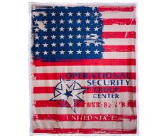 CelinaTex Quinta Kuscheldecke 150 x 200 cm USA rot Motivdruck Tagedecke Mikrofaser Fernseh-Decke Lammfelloptik