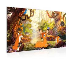 Bilder Kinderzimmer Wald Tiere Wandbild 70 x 40 cm Vlies - Leinwand Bild XXL Format Wandbilder Wohnzimmer Wohnung Deko Kunstdrucke Orang 1 Teilig - MADE IN GERMANY - Fertig zum Aufhängen 022714b