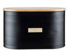 Typhoon Living Brotkasten mit Bambus Deckel, Schwarz Matt / Gold