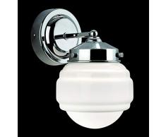 Firstlight Art Deco Wandleuchte, Chrom mit Glas opal weiß