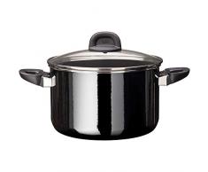 Silit Modesto Line Kochtopf mit Glasdeckel, hoch 24 cm, Fleischtopf 6,4l, Silargan Funktionskeramik, induktionsgeeignet, schwarz