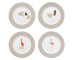 Sara Miller London Piccadilly Teller, 20,3 cm, 4 Stück, Keramik, Mehrfarbig, 23 x 23 x 5.5 cm