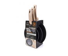 ALLUFLON Etnea Wood Anti-Haft Bratpfanne Set 20-24-28, Aluminium, Schwarz - Stein Optik 28 cm