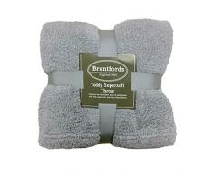 Brentfords Teddy Fleecedecke, Grau, 125 x 150 cm, 100% Polyester, silberfarben