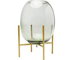 Kare Design Vase Stilt Grün 23cm, Glasvase mit Gestell in der Farbe Gold, grazile Vase in Ovaler Form, Verschiedene Ausführungen erhältlich (H/B/T) 22,5x15x15cm