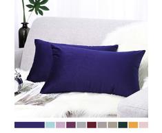 Lewondr Samt Kissenbezug 30x50cm, 2-Set Sanft Einfarbige Moderne Quadratische Kissen Hülle Zierkissenbezüge für Weihnachten Deko, Wohnzimmer, Sofa, Schlafzimmer, Auto, Indigo