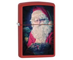 Zippo 60000841 Sturmfeuerzeug Weihnachtsmann PL 233 Santa Benzinfeuerzeug, Messing, rot matt, 1 x 3,5 x 5,5 cm