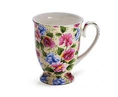 Maxwell & Williams S56954 Royal Old England Becher auf Fuß, Kaffeebecher, Tasse, Motiv: Wicke, in Geschenkbox, Porzellan