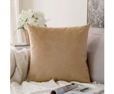 MIULEE Kissenbezüge, Samt, weich, dekorativ, quadratisch, für Sofa, Schlafzimmer, Auto 18x18 Khaki