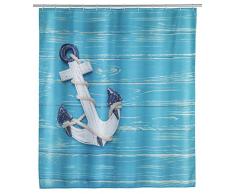 WENKO 23191100 Duschvorhang Aboard, waschbar, wasserabweisend mit 12 Duschvorhangringen, Polyester, 200 x 180 cm, Mehrfarbig