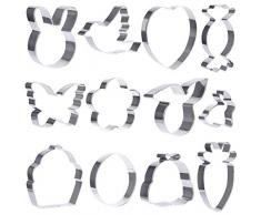 TUPARKA 12 Stück Osterhase Ausstecher Set, Osterei Ostern Gebäck Keks Donut Ausstechformen Backen Edelstahl Formen