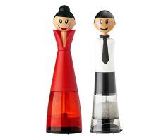 VIGAR Dolls manuelle Salz und Pfeffermühle aus Silikon, ABS, rot/schwarz/weiß, 7 x 7 x 24,5 cm