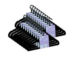 Premium Qualität, Schwarz, 10 Stück, flach, platzsparend, Samtbezug, rutschfest, rutschfeste Kleiderbügel