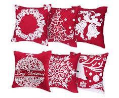 Unomor Weihnachts-Kissenbezüge für Sofa Home Decor 6er Set (Weihnachts-Kissenbezüge)